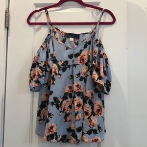 Francesca’s Floral Cold Shoulder Blouse
